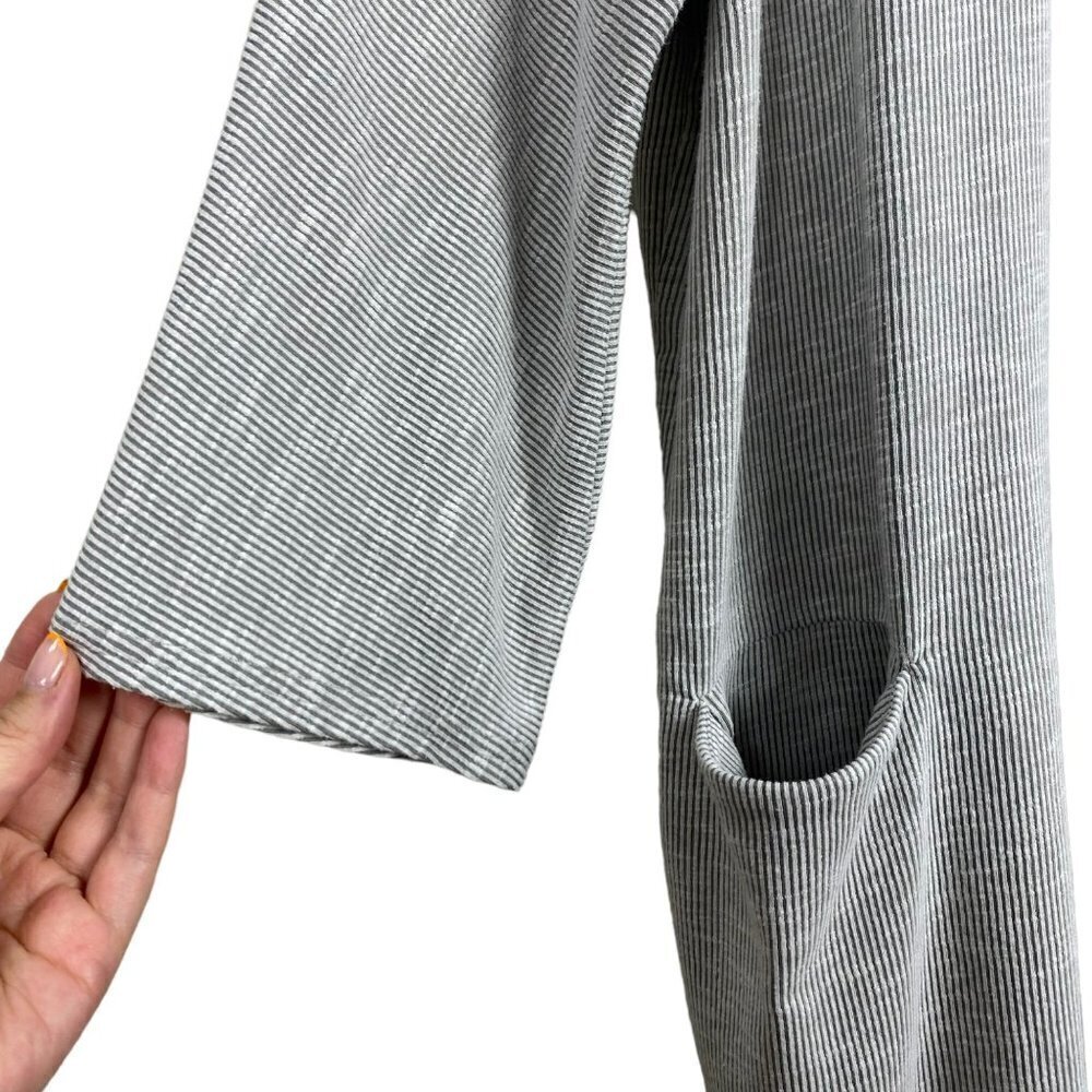 Anthropologie‎ Donni Grey Ribbed Draped Long Open Cardigan Pockets One Size Fits - Picture 5 of 9